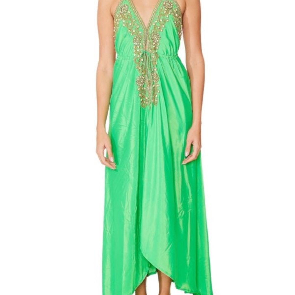 Mint Green Embellished Halter Cover Up Maxi Dress